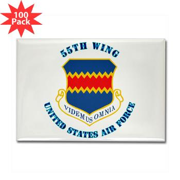 55W - M01 - 01 - 55th Wing with Text - Rectangle Magnet (100 pack)