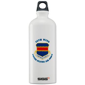 55W - M01 - 03 - 55th Wing with Text - Sigg Water Bottle 1.0L