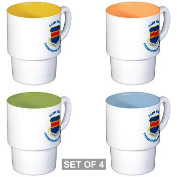 55W - M01 - 03 - 55th Wing with Text - Stackable Mug Set (4 mugs)