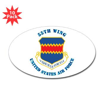 55W - M01 - 01 - 55th Wing with Text - Sticker (Oval 10 pk)