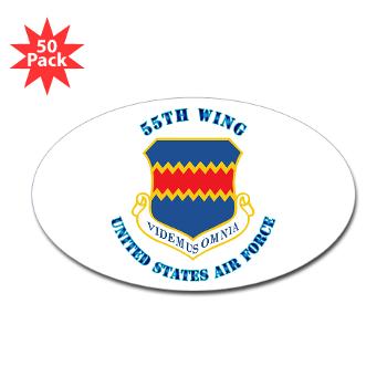 55W - M01 - 01 - 55th Wing with Text - Sticker (Oval 50 pk)