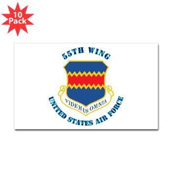 55W - M01 - 01 - 55th Wing with Text - Sticker (Rectangle 10 pk)