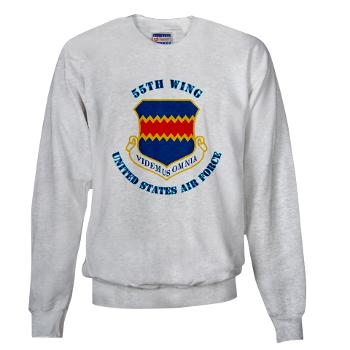 55W - A01 - 03 - 55th Wing with Text - Sweatshirt