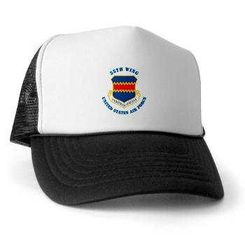 55W - A01 - 02 - 55th Wing with Text - Trucker Hat