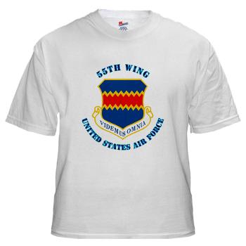 55W - A01 - 04 - 55th Wing with Text - White t-Shirt