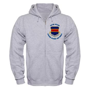 55W - A01 - 03 - 55th Wing with Text - Zip Hoodie