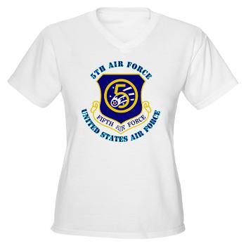 5AF - A01 - 04 - 5th Air Force with Text - Women's V-Neck T-Shirt