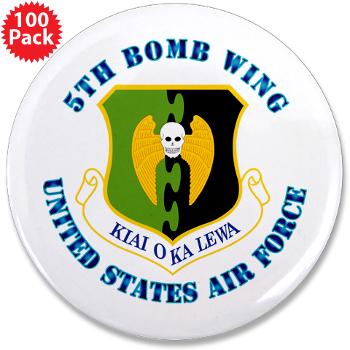 5BW - M01 - 01 - 5th Bomb Wing with Text - 3.5" Button (100 pack)
