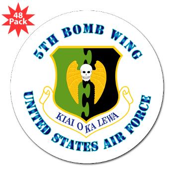 5BW - M01 - 01 - 5th Bomb Wing with Text - 3" Lapel Sticker (48 pk)