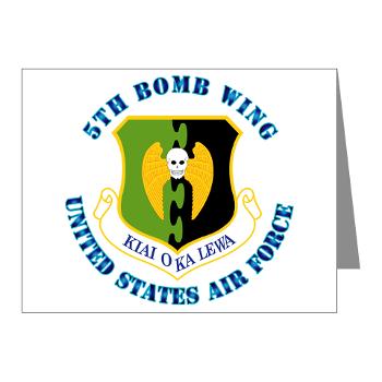 5BW - M01 - 02 - 5th Bomb Wing with Text - Note Cards (Pk of 20)