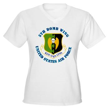 5BW - A01 - 04 - 5th Bomb Wing with Text - Women's V-Neck T-Shirt