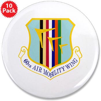 60AMW - M01 - 01 - 60th Air Mobility Wing - 3.5" Button (10 pack)