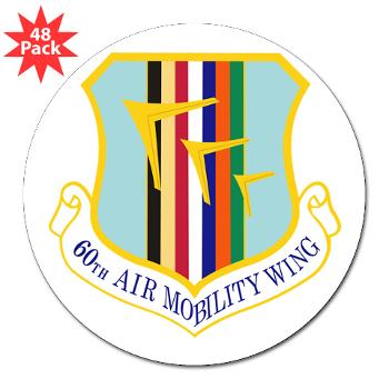 60AMW - M01 - 01 - 60th Air Mobility Wing - 3" Lapel Sticker (48 pk)