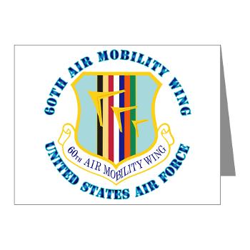 60AMW - M01 - 02 - 60th Air Mobility Wing with Text - Note Cards (Pk of 20)