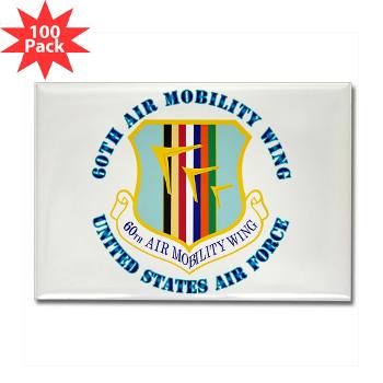 60AMW - M01 - 01 - 60th Air Mobility Wing with Text - Rectangle Magnet (100 pack)