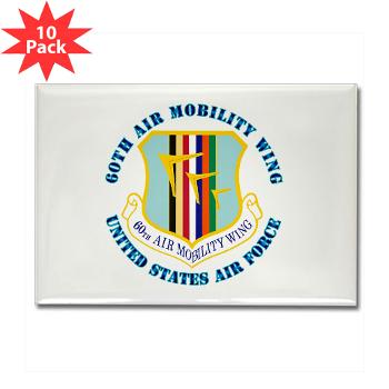 60AMW - M01 - 01 - 60th Air Mobility Wing with Text - Rectangle Magnet (10 pack)