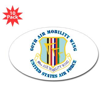 60AMW - M01 - 01 - 60th Air Mobility Wing with Text - Sticker (Oval 10 pk)