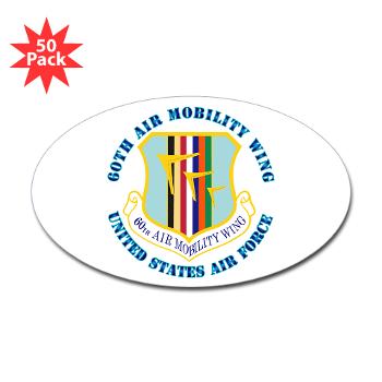 60AMW - M01 - 01 - 60th Air Mobility Wing with Text - Sticker (Oval 50 pk)