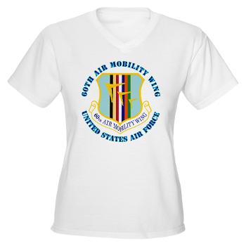 60AMW - A01 - 04 - 60th Air Mobility Wing with Text - Women's V-Neck T-Shirt