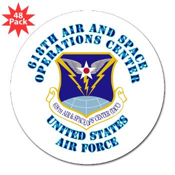 618ASOC - M01 - 01 - 618th Air and Space Operations Center with Text - 3" Lapel Sticker (48 pk)