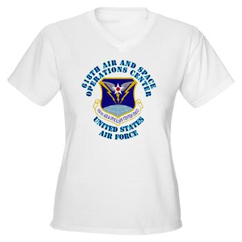 618ASOC - A01 - 04 - 618th Air and Space Operations Center with Text - Women's V-Neck T-Shirt