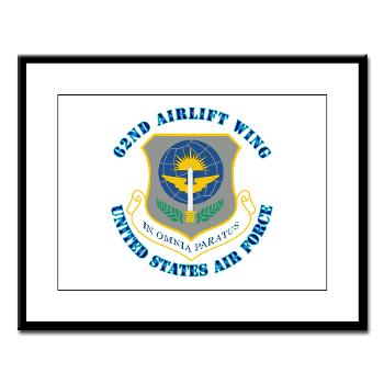 62AW - M01 - 02 - 62nd Airlift Wing with Text - Large Framed Print
