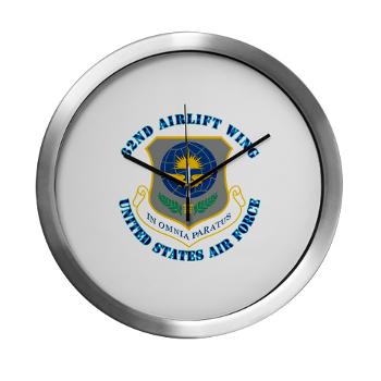 62AW - M01 - 03 - 62nd Airlift Wing with Text - Modern Wall Clock