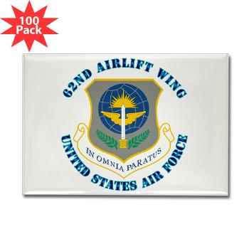 62AW - M01 - 01 - 62nd Airlift Wing with Text - Rectangle Magnet (100 pack)