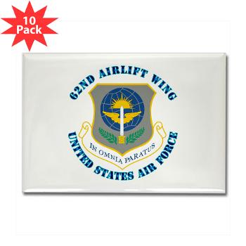 62AW - M01 - 01 - 62nd Airlift Wing with Text - Rectangle Magnet (10 pack)