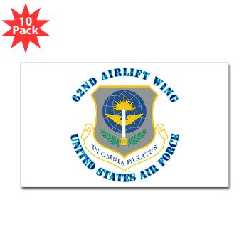 62AW - M01 - 01 - 62nd Airlift Wing with Text - Sticker (Rectangle 10 pk)