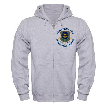 62AW - A01 - 03 - 62nd Airlift Wing with Text - Zip Hoodie