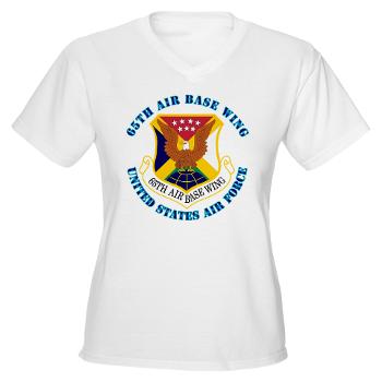 65ABW - A01 - 04 - 65th Air Base Wing with Text - Women's V-Neck T-Shirt