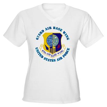 673ABW - A01 - 04 - 673rd Air Base Wing with Text - Women's V-Neck T-Shirt