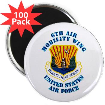6AMW - M01 - 01 - 6th Air Mobility Wing with Text - 2.25" Magnet (100 pack)