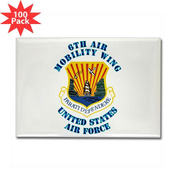 6AMW - M01 - 01 - 6th Air Mobility Wing with Text - Rectangle Magnet (100 pack)
