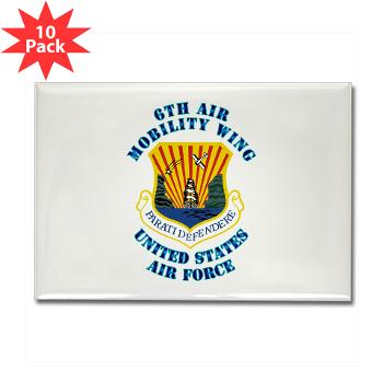 6AMW - M01 - 01 - 6th Air Mobility Wing with Text - Rectangle Magnet (10 pack) - Click Image to Close