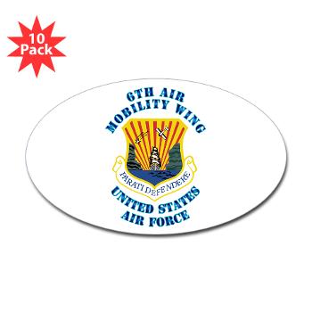 6AMW - M01 - 01 - 6th Air Mobility Wing with Text - Sticker (Oval 10 pk) - Click Image to Close