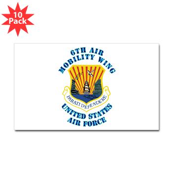 6AMW - M01 - 01 - 6th Air Mobility Wing with Text - Sticker (Rectangle 10 pk)
