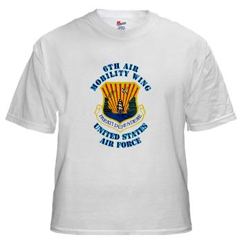 6AMW - A01 - 04 - 6th Air Mobility Wing with Text - White t-Shirt