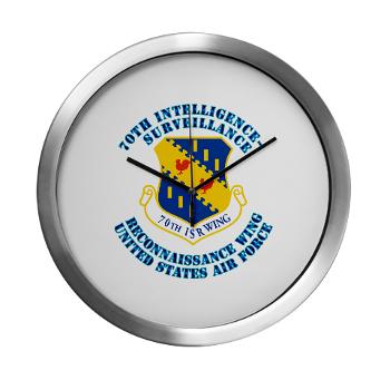 70ISRW - M01 - 03 - 70th ISR Wing with Text - Modern Wall Clock