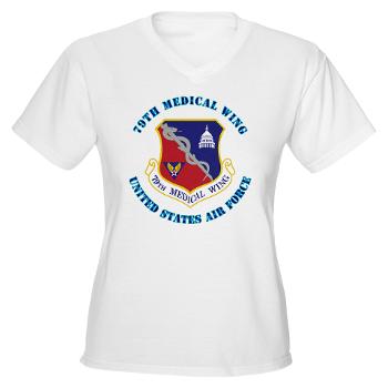 79MW - A01 - 04 - 79th Medical Wing with Text - Women's V-Neck T-Shirt