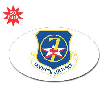 7AF - M01 - 01 - 7th Air Force - Sticker (Oval 50 pk)