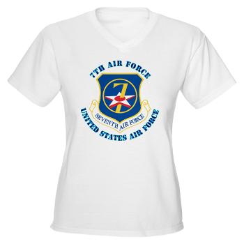 7AF - A01 - 04 - 7th Air Force with Text - Women's V-Neck T-Shirt