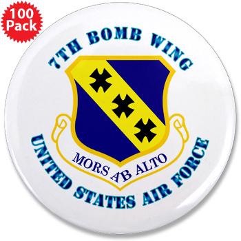 7BW - M01 - 01 - 7th Bomb Wing with Text - 3.5" Button (100 pack)