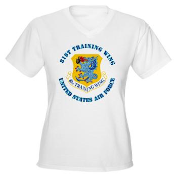81TW - A01 - 04 - 81st Training Wing with Text - Women's V-Neck T-Shirt