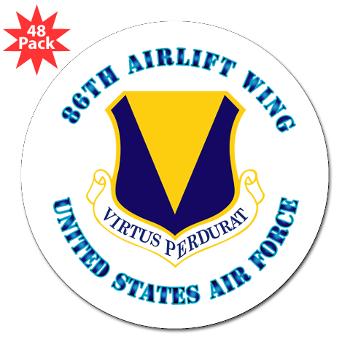 86AW - M01 - 01 - 86th Airlift Wing with Text - 3" Lapel Sticker (48 pk)