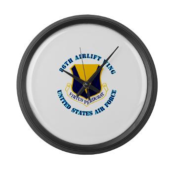 86AW - M01 - 03 - 86th Airlift Wing with Text - Large Wall Clock