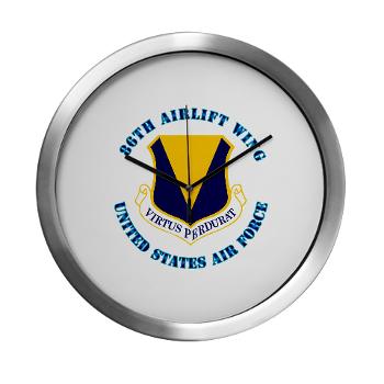 86AW - M01 - 03 - 86th Airlift Wing with Text - Modern Wall Clock