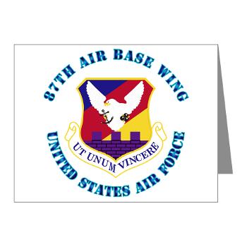 87ABW - M01 - 02 - 87th Air Base Wing with Text - Note Cards (Pk of 20)