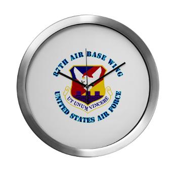 87ABW - M01 - 03 - 87th Air Base Wing with Text - Modern Wall Clock